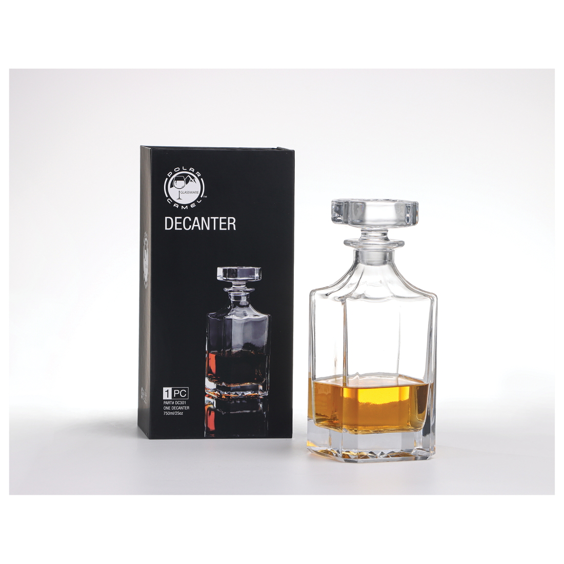 Bulk Custom Engraved - Polar Camel 750ml Rectangle Glass Decanter in a Black Gift Box - Bulk Engraving