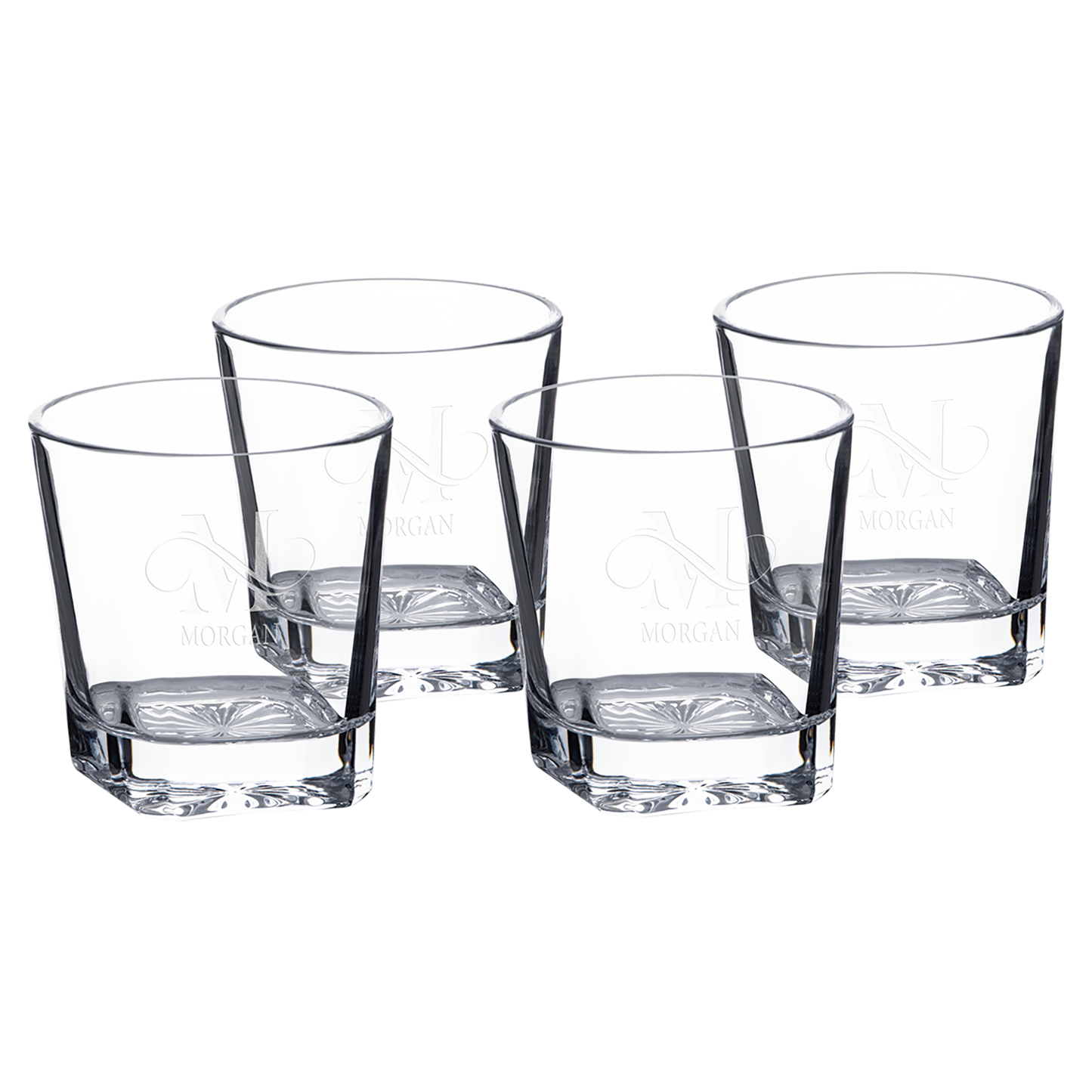 Bulk Custom Engraved - Polar Camel 750ml Square Glass Decanter Set with Four Glasses in a Black Gift Box - Bulk Engraving