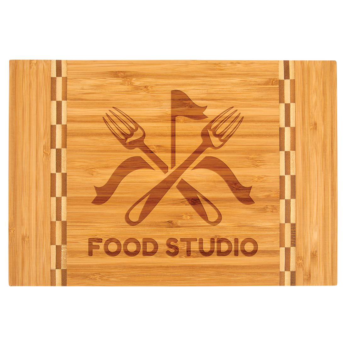 Bamboo Cutting Boards With Butcher Block Inlay - Bulk Engraving