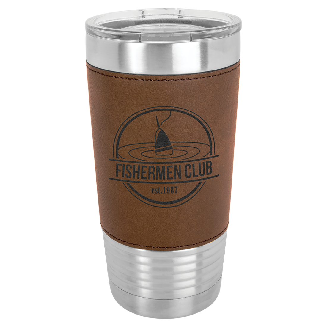 Bulk Custom Engraved - Polar Camel Laserable Leatherette 20 oz Tumbler - Vacuum Insulated Ringneck Tumbler with Clear Lid - Bulk Engraving