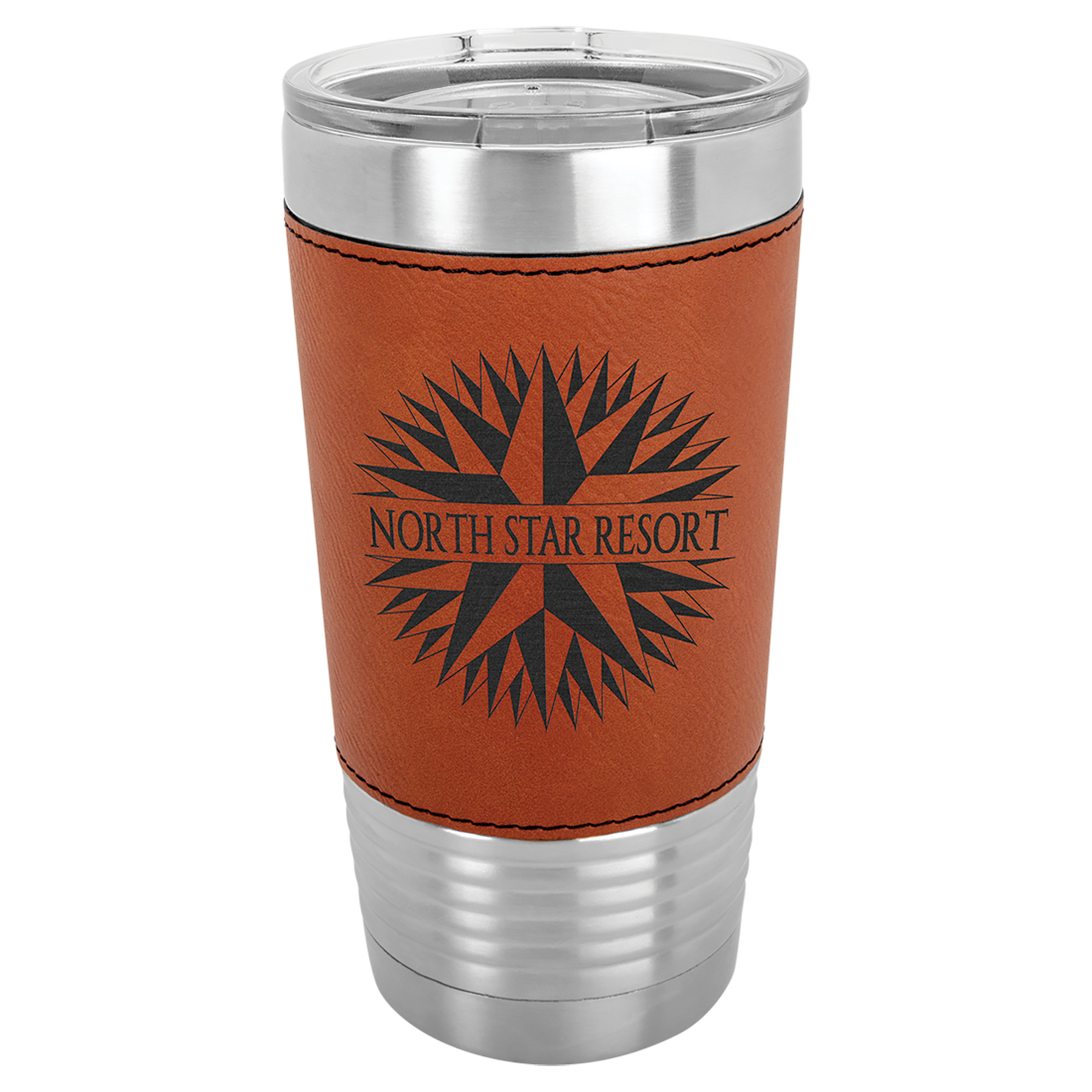 Bulk Custom Engraved - Polar Camel Laserable Leatherette 20 oz Tumbler - Vacuum Insulated Ringneck Tumbler with Clear Lid - Bulk Engraving
