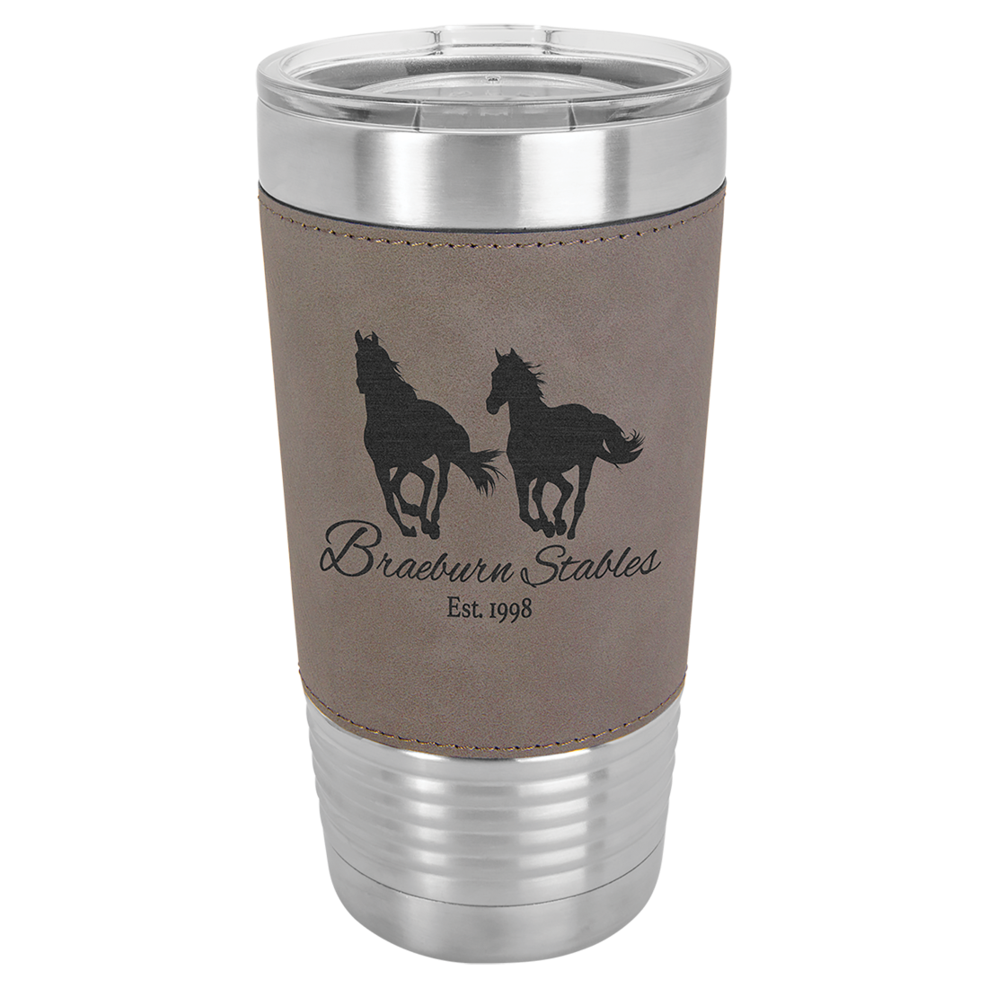 Bulk Custom Engraved - Polar Camel Laserable Leatherette 20 oz Tumbler - Vacuum Insulated Ringneck Tumbler with Clear Lid - Bulk Engraving