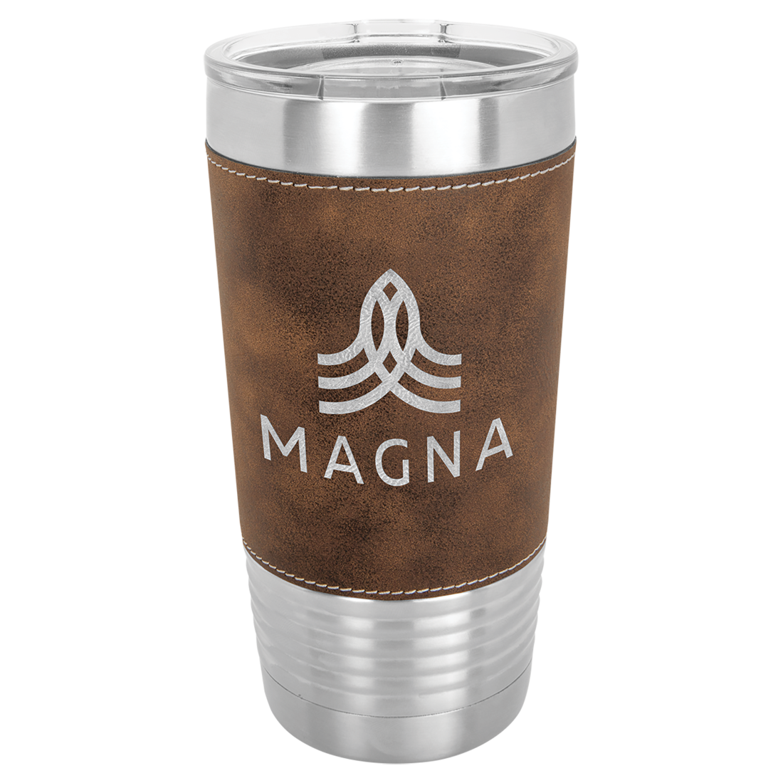 Bulk Custom Engraved - Polar Camel Laserable Leatherette 20 oz Tumbler - Vacuum Insulated Ringneck Tumbler with Clear Lid - Bulk Engraving