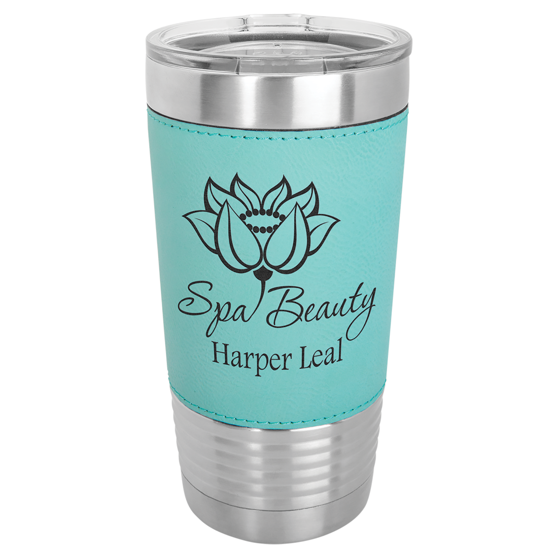 Bulk Custom Engraved - Polar Camel Laserable Leatherette 20 oz Tumbler - Vacuum Insulated Ringneck Tumbler with Clear Lid - Bulk Engraving