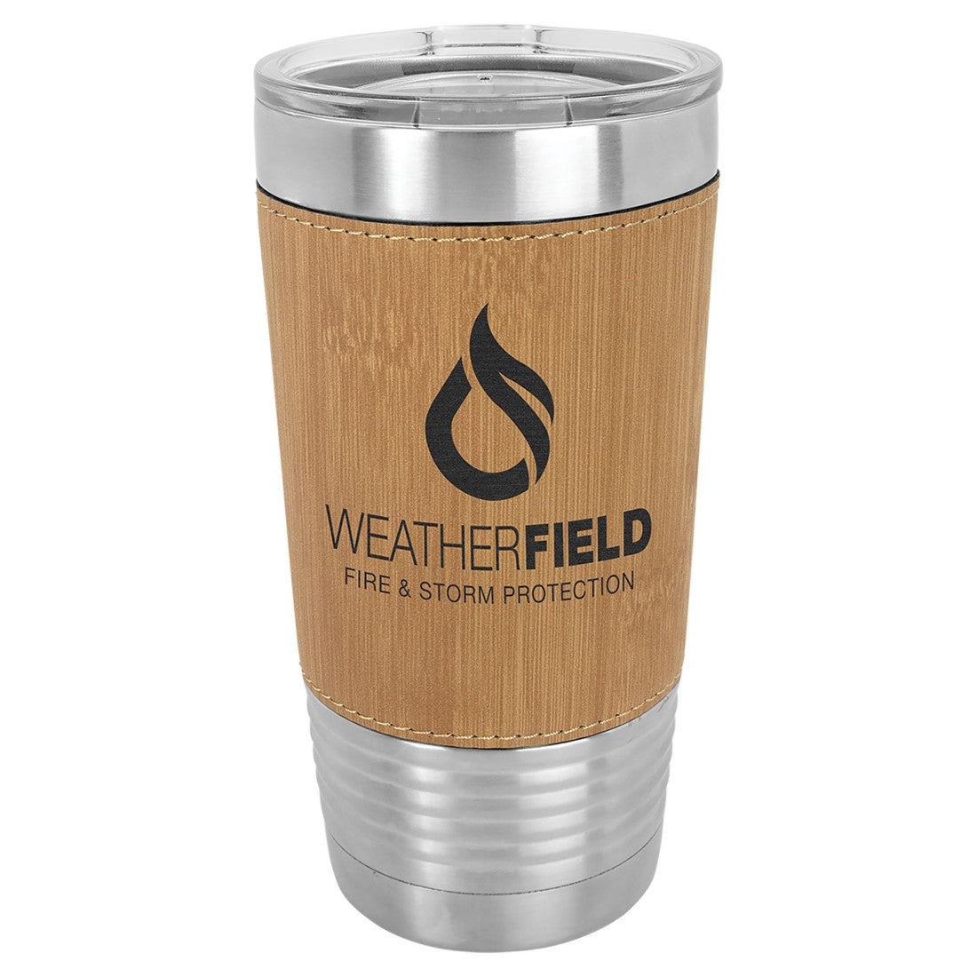 Bulk Custom Engraved - Polar Camel Laserable Leatherette 20 oz Tumbler - Vacuum Insulated Ringneck Tumbler with Clear Lid - Bulk Engraving