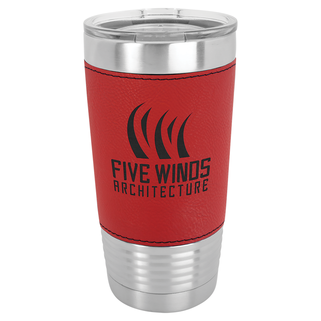 Bulk Custom Engraved - Polar Camel Laserable Leatherette 20 oz Tumbler - Vacuum Insulated Ringneck Tumbler with Clear Lid - Bulk Engraving