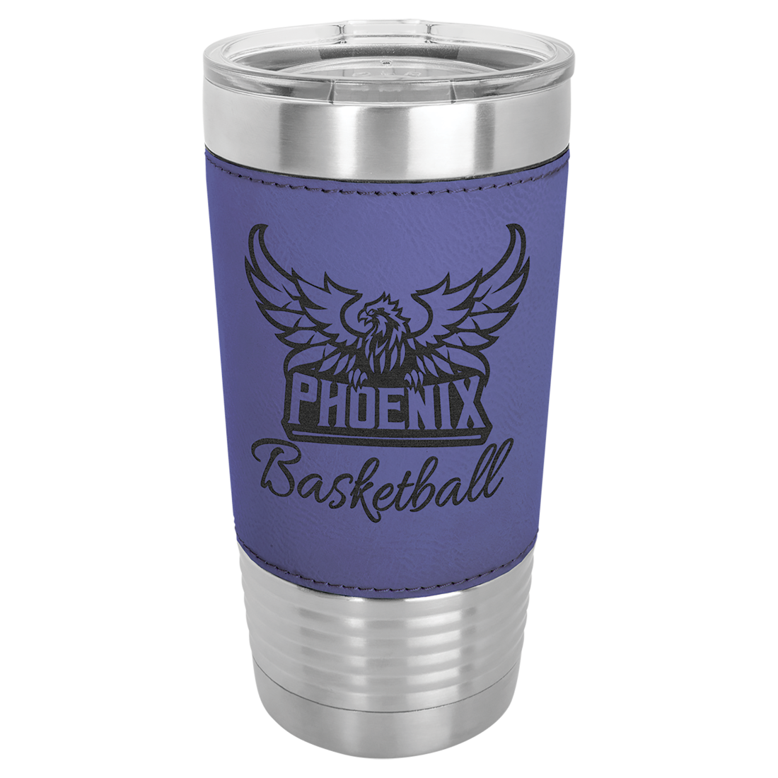 Bulk Custom Engraved - Polar Camel Laserable Leatherette 20 oz Tumbler - Vacuum Insulated Ringneck Tumbler with Clear Lid - Bulk Engraving