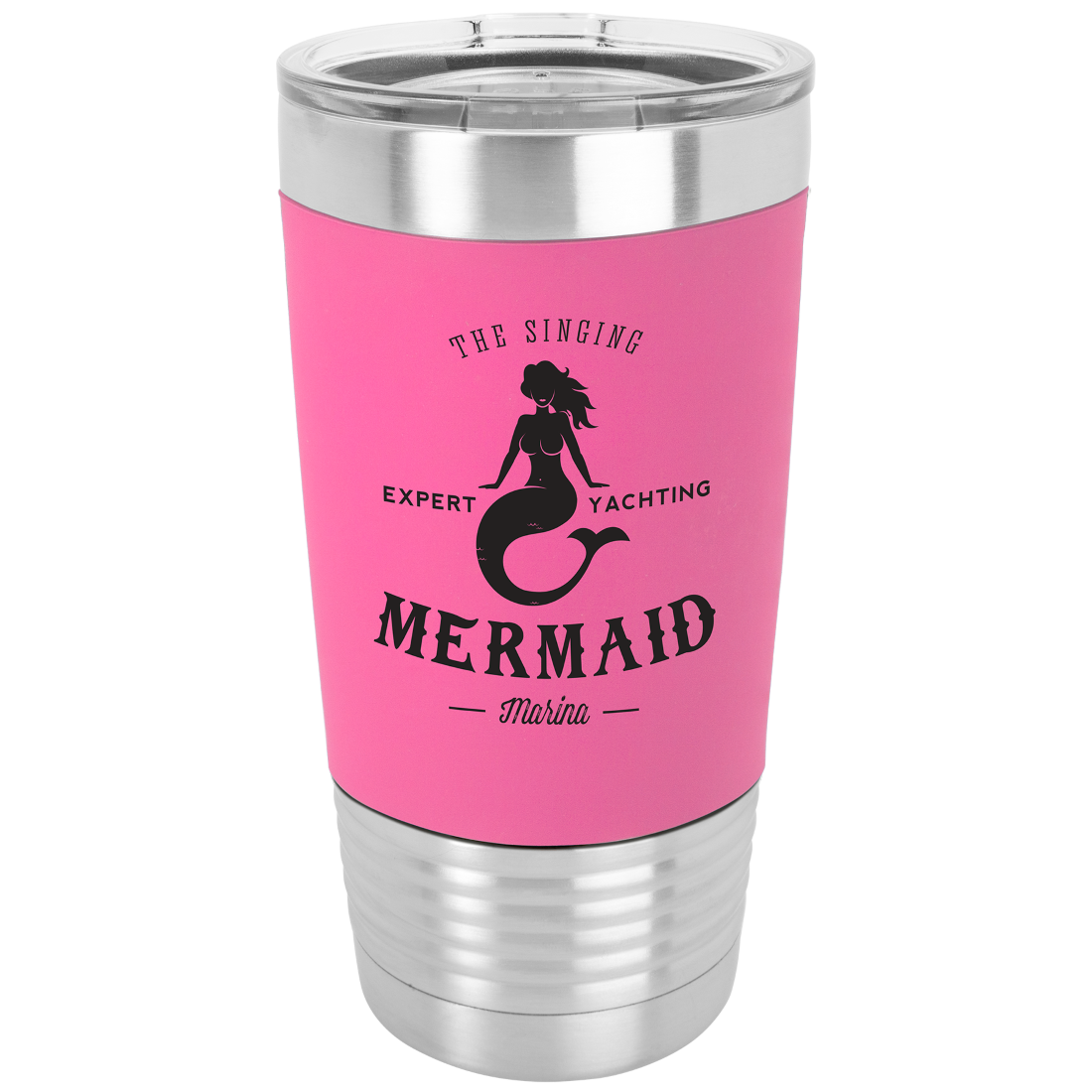 Bulk Custom Engraving - Polar Camel 20 oz. Tumbler with Laserable Silicone Grip - Ringneck Tumbler with Clear Lid - Bulk Engraving