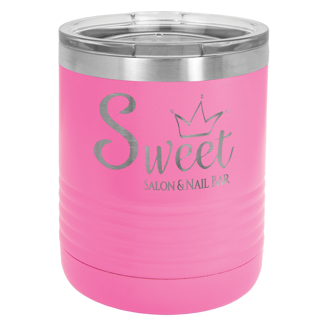 Bulk Custom Engraving - Polar Camel 10 oz. White Vacuum Insulated Ringneck Tumbler with Clear Lid - Bulk Engraving