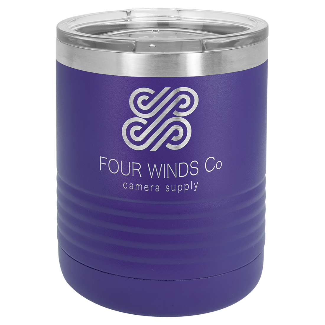 Bulk Custom Engraving - Polar Camel 10 oz. White Vacuum Insulated Ringneck Tumbler with Clear Lid - Bulk Engraving