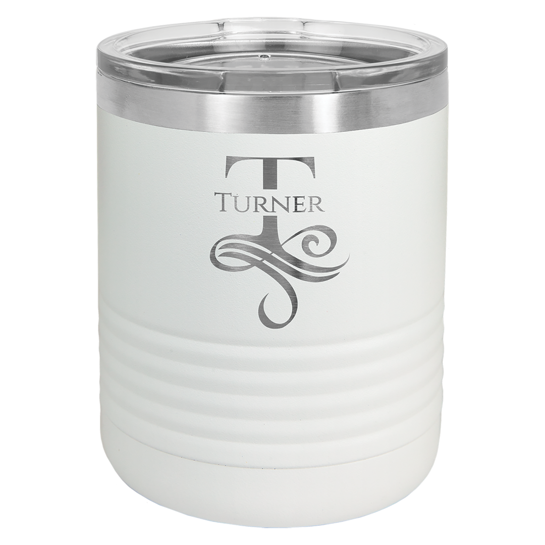 Bulk Custom Engraving - Polar Camel 10 oz. White Vacuum Insulated Ringneck Tumbler with Clear Lid - Bulk Engraving