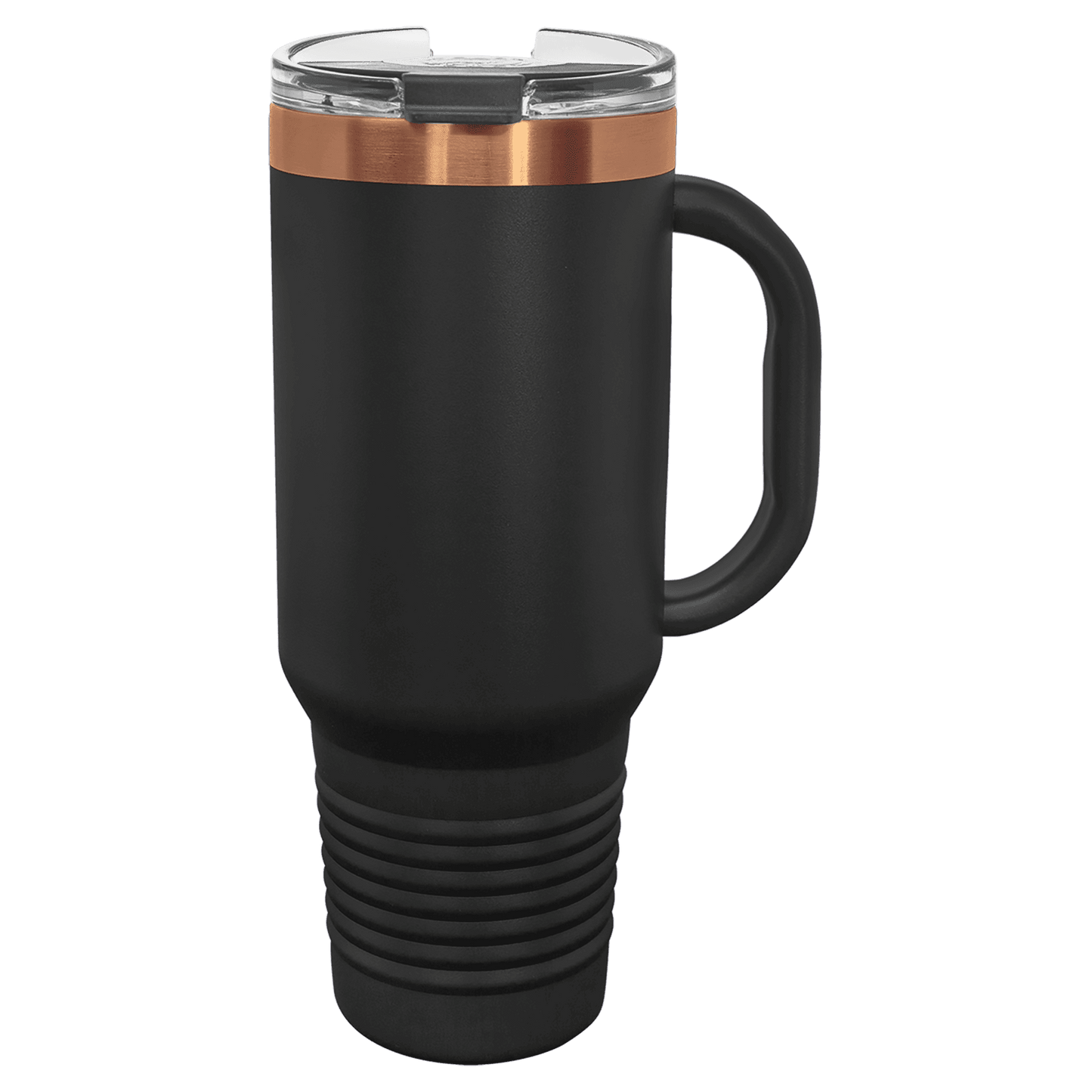 Polar Camel 40 oz. Black/Rose Gold Travel Mug with Handle, Straw Included - Bulk Engraving