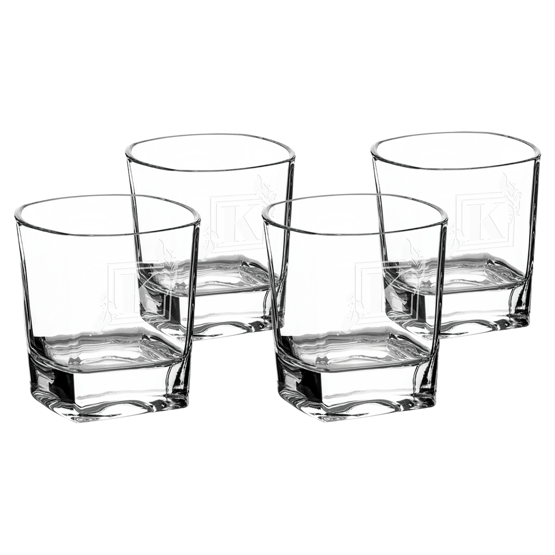 Bulk Custom Engraved - 8 oz. Rectangle Rocks Glasses in a Gift Box Set of 4 - Bulk Engraving