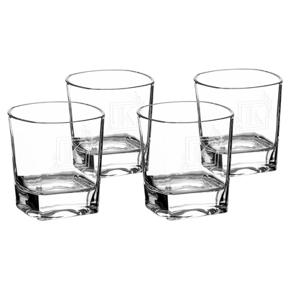 Bulk Custom Engraved - 8 oz. Rectangle Rocks Glasses in a Gift Box Set of 4 - Bulk Engraving