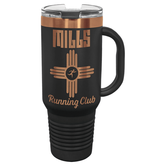 Polar Camel 40 oz. Black/Rose Gold Travel Mug with Handle, Straw Included - Bulk Engraving