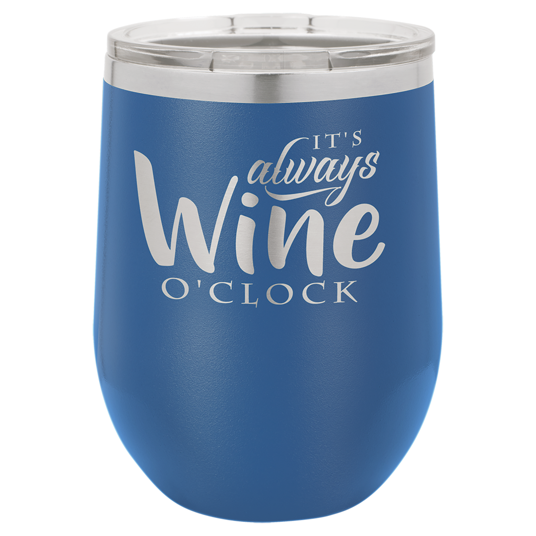 Bulk Custom Engraved - Polar Camel 12 oz. Stemless Wine Tumber - Vacuum Insulated Ringneck Tumbler with Clear Lid - Bulk Engraving