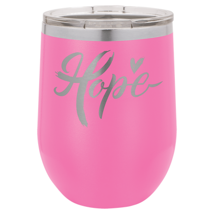 Bulk Custom Engraved - Polar Camel 12 oz. Stemless Wine Tumber - Vacuum Insulated Ringneck Tumbler with Clear Lid - Bulk Engraving