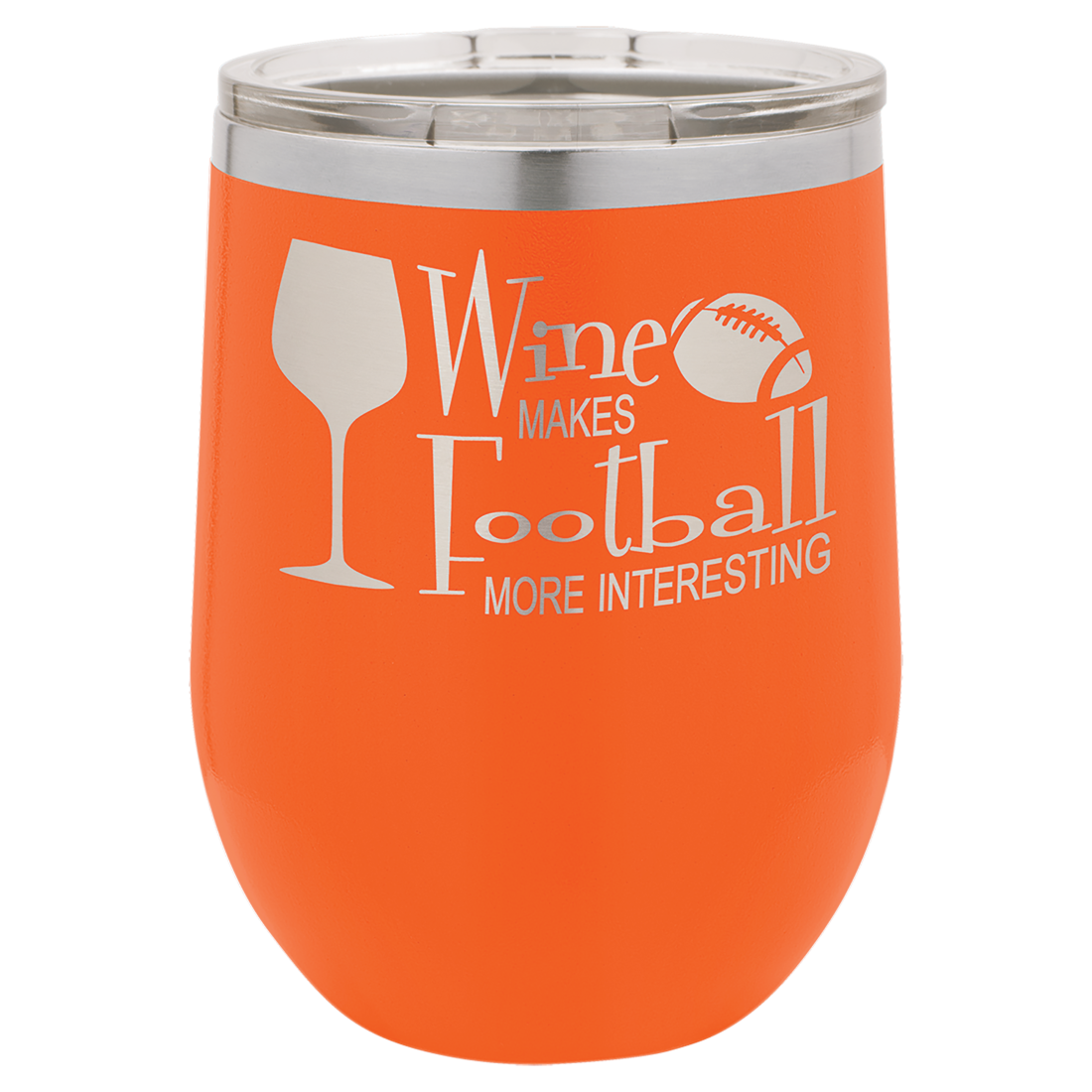 Bulk Custom Engraved - Polar Camel 12 oz. Stemless Wine Tumber - Vacuum Insulated Ringneck Tumbler with Clear Lid - Bulk Engraving