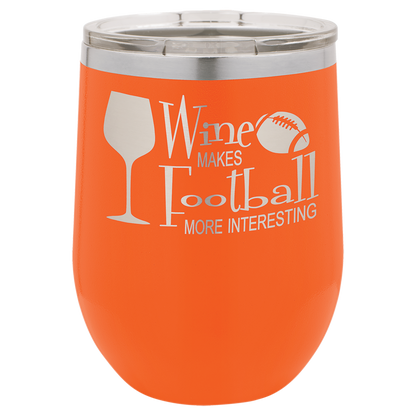 Bulk Custom Engraved - Polar Camel 12 oz. Stemless Wine Tumber - Vacuum Insulated Ringneck Tumbler with Clear Lid - Bulk Engraving