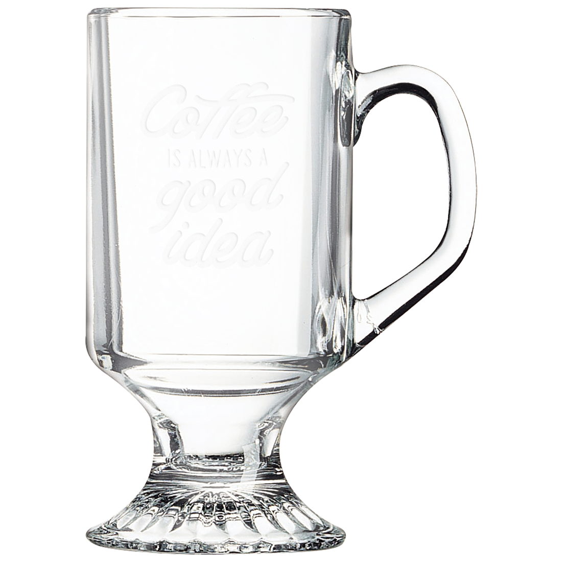 Bulk Custom Engraved - 10 oz. Clear Footed Coffee Mug - Bulk Engraving